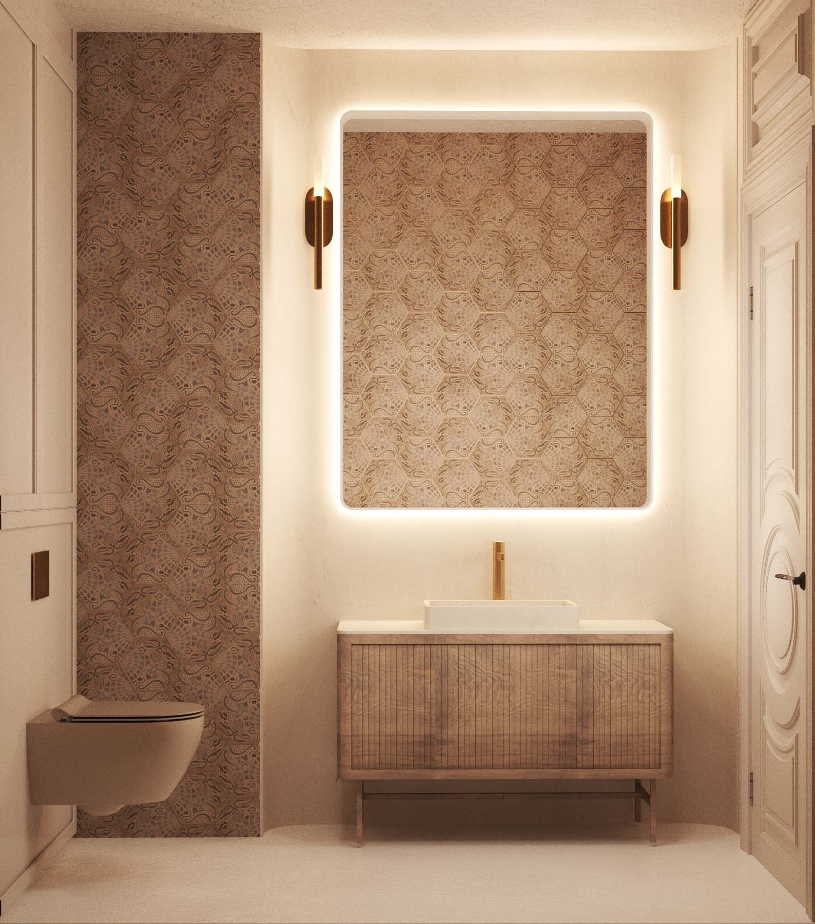 klasyczna łazienka w ciepłej kolorystyce
