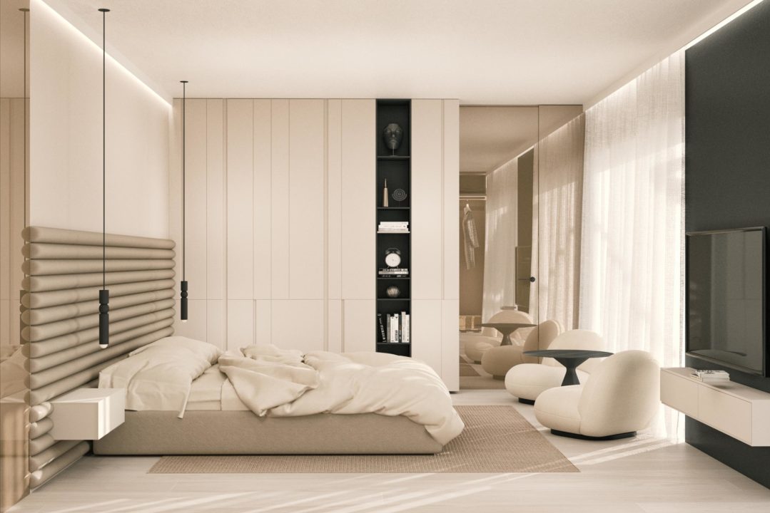 klasyczna minimalistyczna sypialnia - projektowanie wnętrz we Wrocławiu